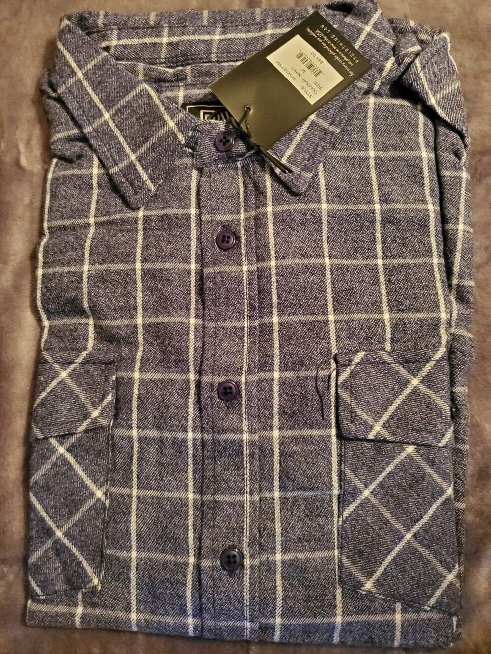 Mens PX Blue Long Sleeve Button Down Shirt Plaid NWT Medium - Picture 4 of 16